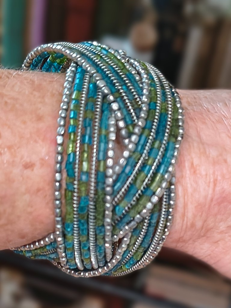 Summer Beaded Bracelet Blue And Green